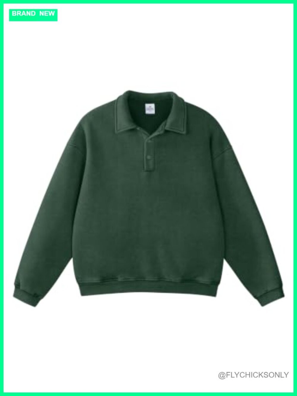 Oversized Collared Henley Sweatshirt with Hidden Zip Pockets